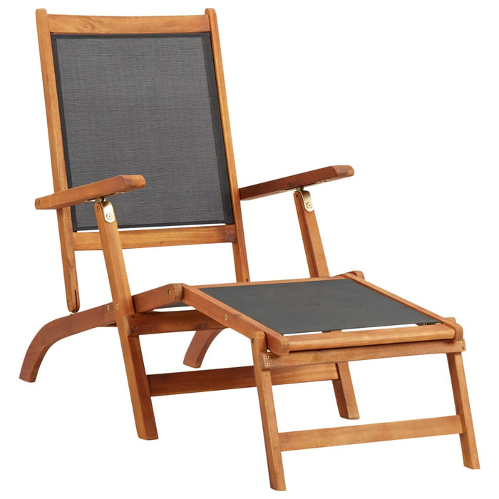 Deck chair made of solid acacia wood and textilene