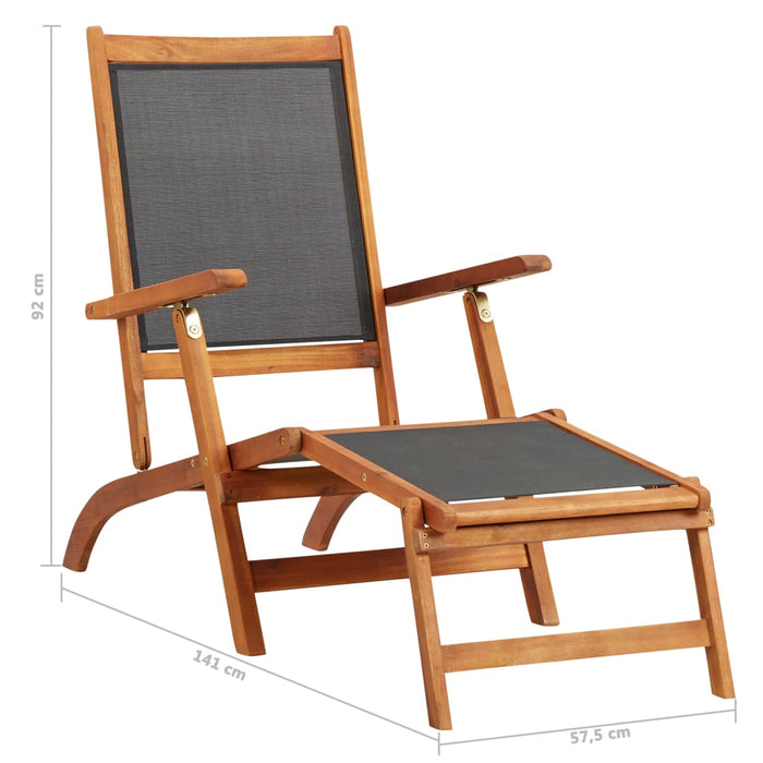 Deck chair made of solid acacia wood and textilene