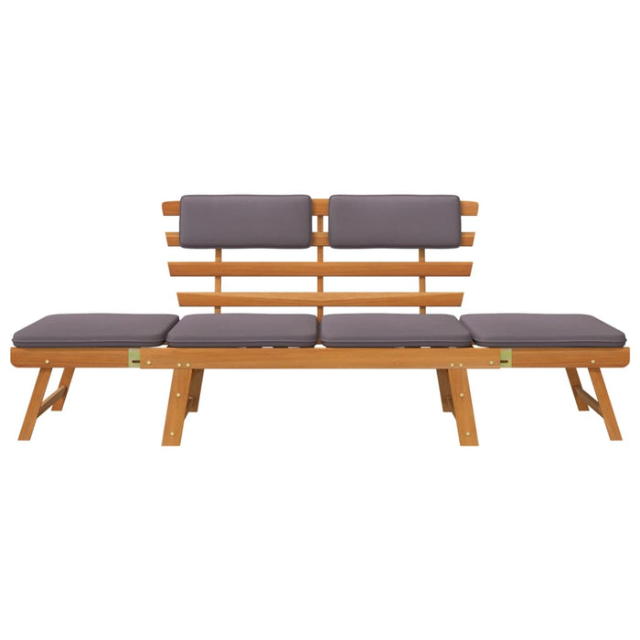 2-in-1 garden lounger with cushion 190 cm solid acacia wood