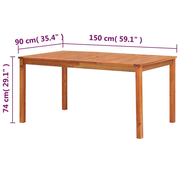 Garden table 150x90x74 cm solid acacia wood