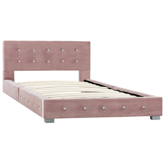 Bett mit Memory-Schaum-Matratze Rosa Samt 90 x 200 cm