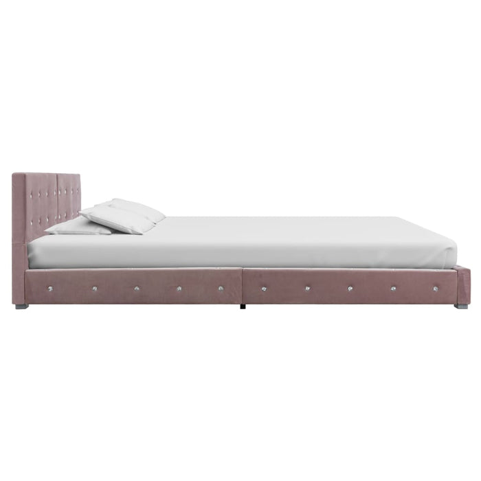 Bed with memory foam mattress pink velvet 160 x 200 cm