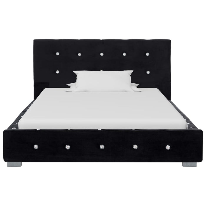Bett mit Matratze Schwarz Samt 90x200 cm