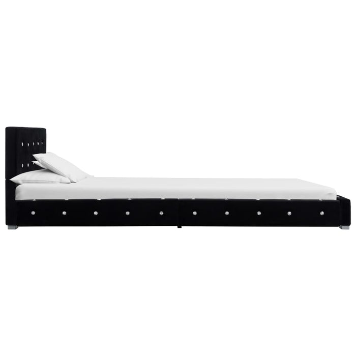 Bett mit Matratze Schwarz Samt 90x200 cm