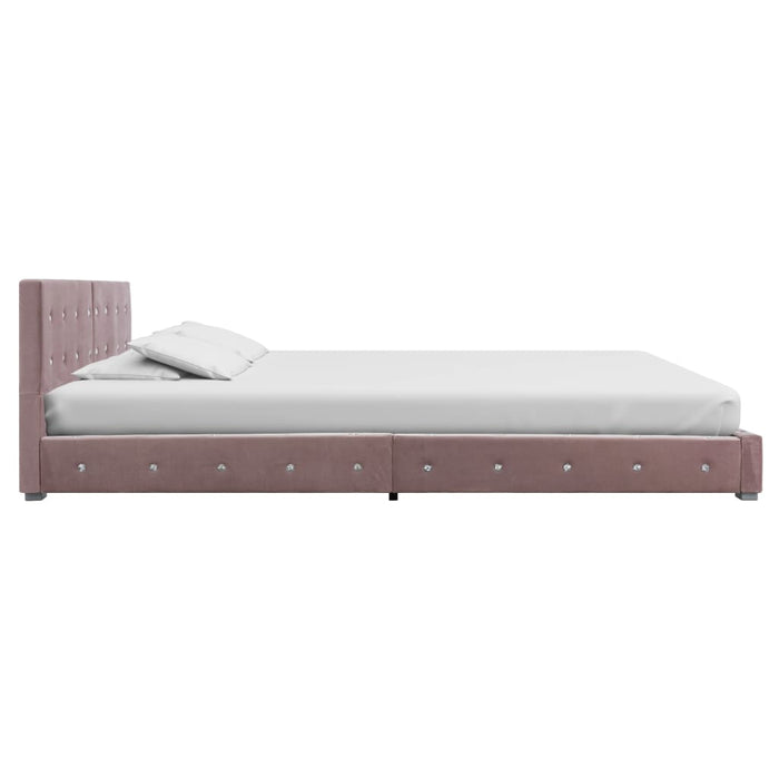 Bett mit Matratze Rosa Samt 160×200 cm