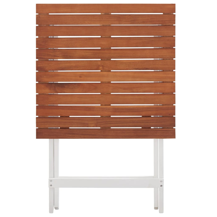 3-tlg. Bistro-Set Massivholz Akazie Dunkelbraun und Weiß