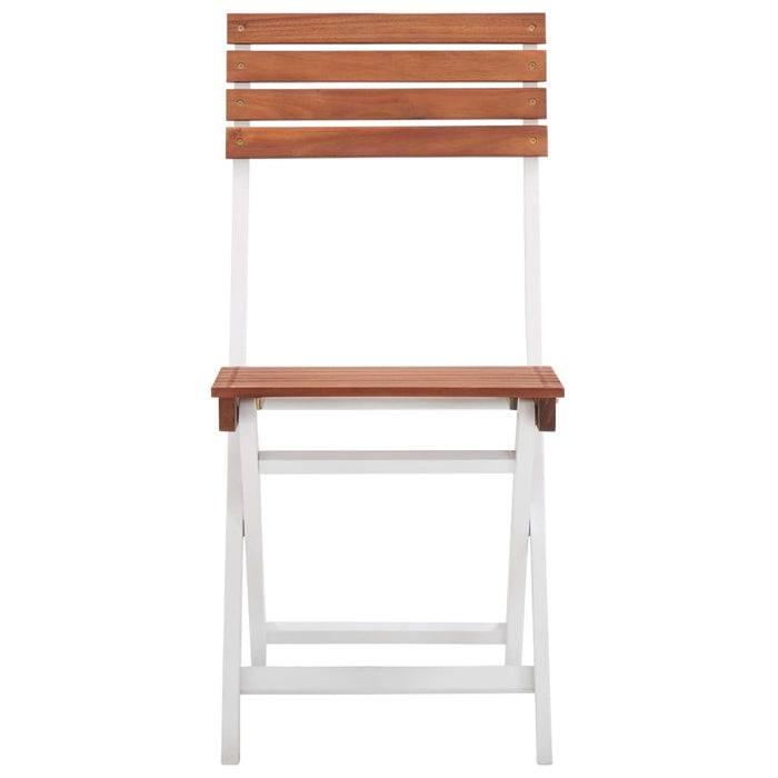 3-tlg. Bistro-Set Massivholz Akazie Dunkelbraun und Weiß