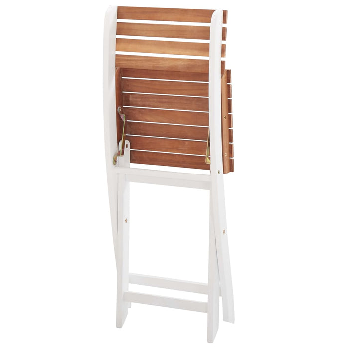 3-tlg. Bistro-Set Massivholz Akazie Dunkelbraun und Weiß