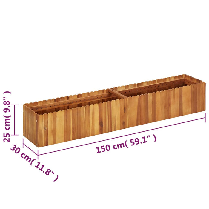 Garden raised bed 150 x 30 x 25 cm solid acacia wood