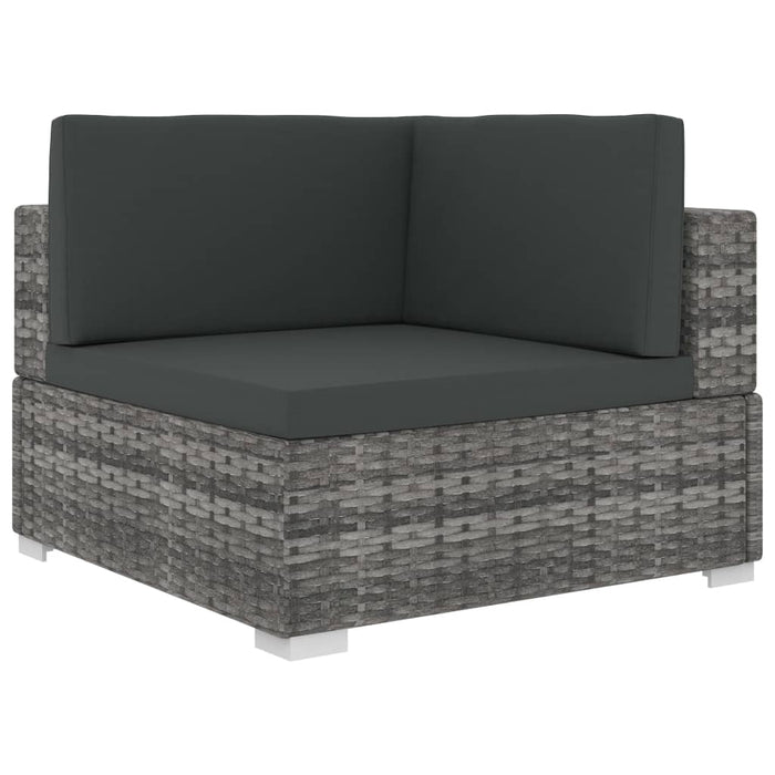 6-tlg. Garten-Lounge-Set mit Kissen Poly Rattan Grau