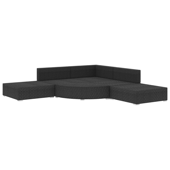 6-tlg. Garten-Lounge-Set mit Kissen Poly Rattan Schwarz