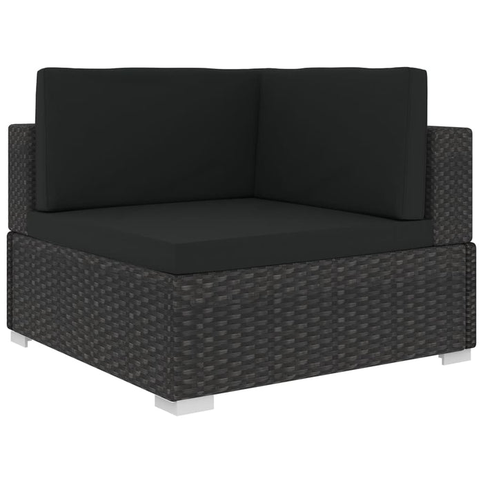 5-tlg. Garten-Lounge-Set mit Kissen Poly Rattan Schwarz