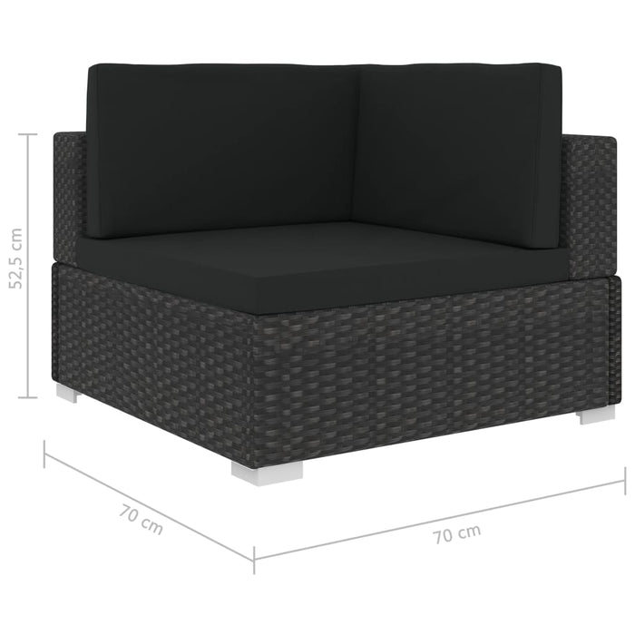12-tlg. Garten-Lounge-Set mit Auflagen Poly Rattan Schwarz