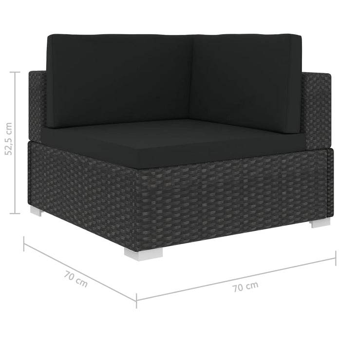 5-tlg. Garten-Lounge-Set mit Auflagen Poly Rattan Schwarz