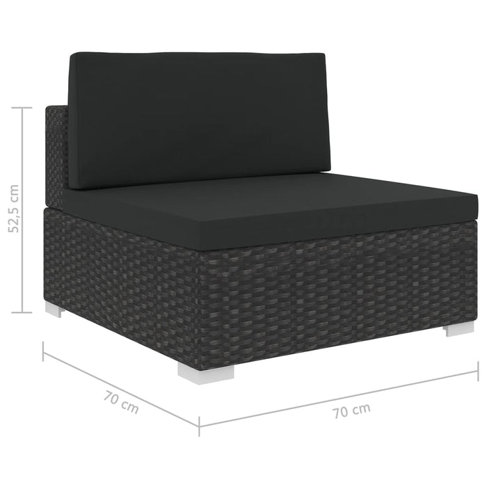 5-tlg. Garten-Lounge-Set mit Auflagen Poly Rattan Schwarz