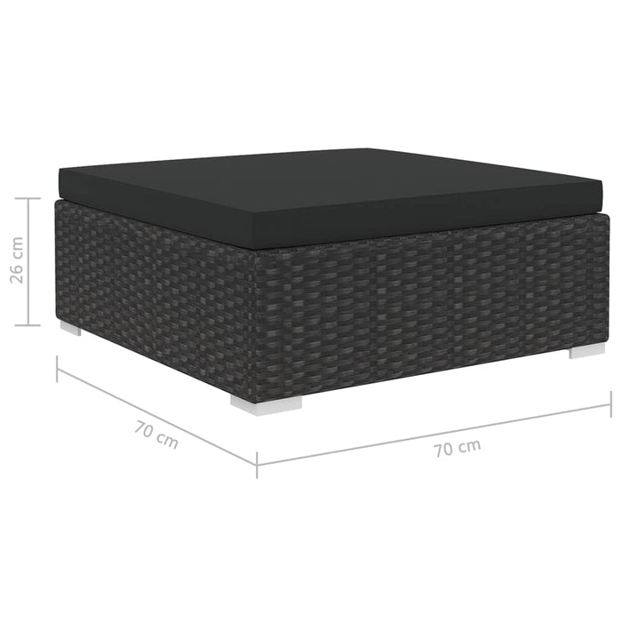 5-tlg. Garten-Lounge-Set mit Auflagen Poly Rattan Schwarz