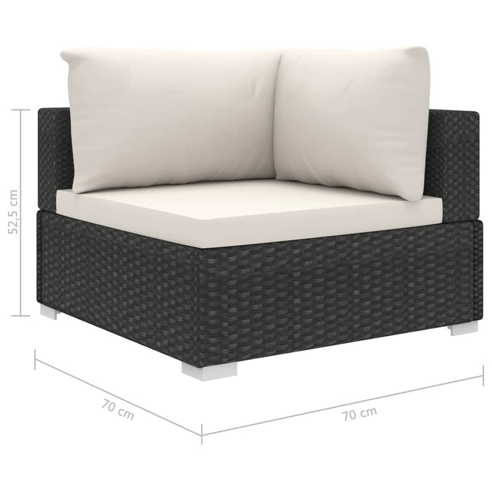 13-tlg. Garten-Lounge-Set mit Auflagen Poly Rattan Schwarz