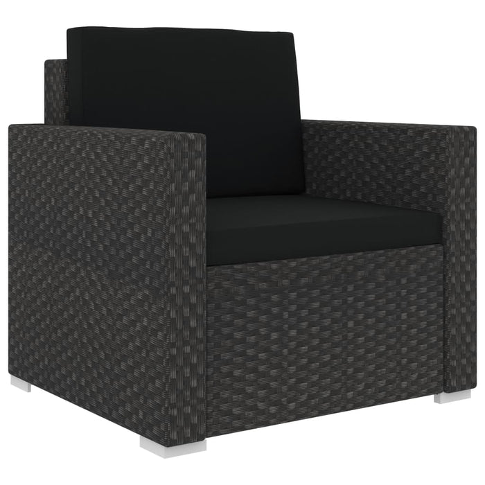 13-tlg. Garten-Lounge-Set mit Auflagen Poly Rattan Schwarz
