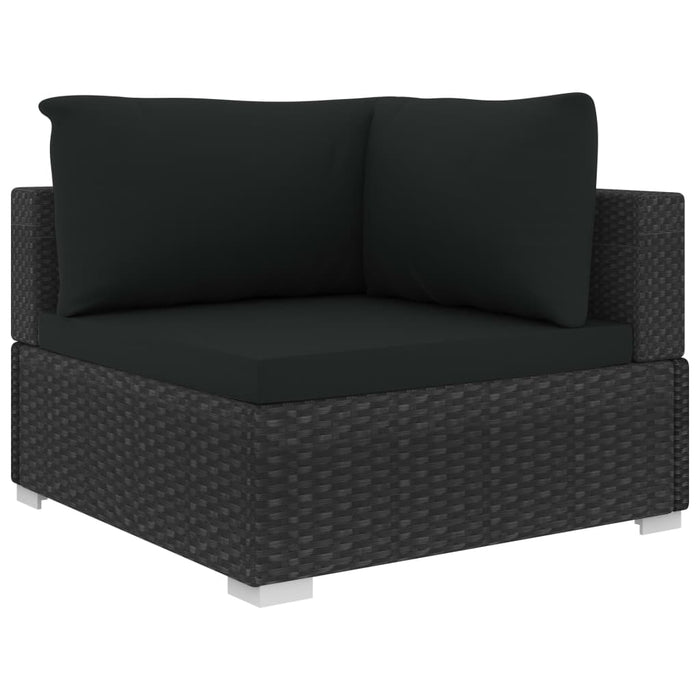 13-tlg. Garten-Lounge-Set mit Auflagen Poly Rattan Schwarz