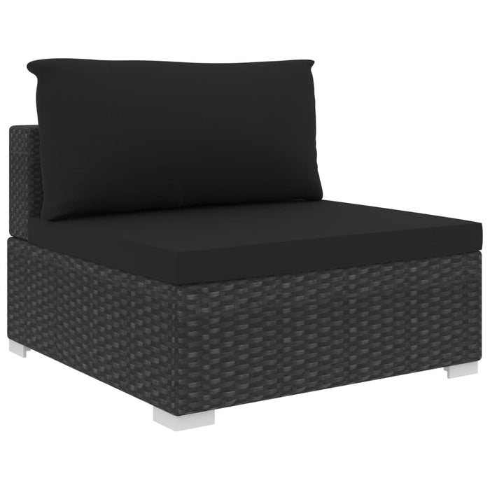 13-tlg. Garten-Lounge-Set mit Auflagen Poly Rattan Schwarz