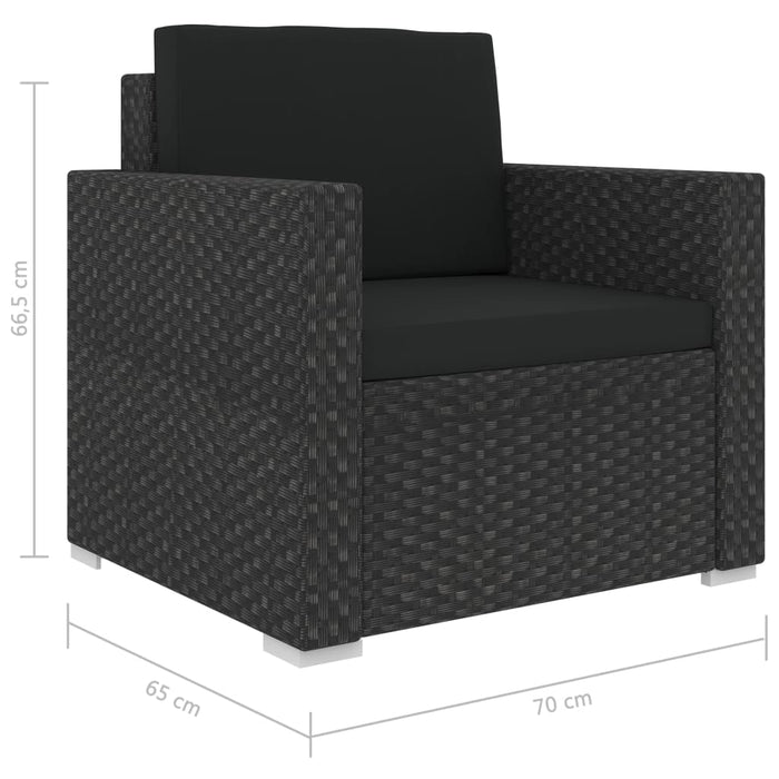 13-tlg. Garten-Lounge-Set mit Auflagen Poly Rattan Schwarz