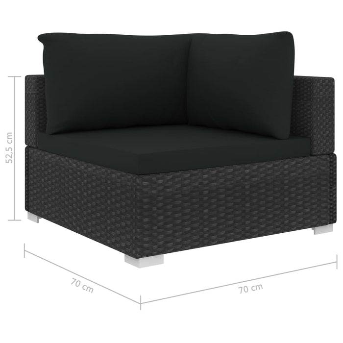 13-tlg. Garten-Lounge-Set mit Auflagen Poly Rattan Schwarz