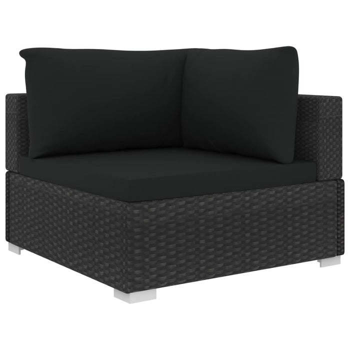 12-tlg. Garten-Lounge-Set mit Auflagen Poly Rattan Schwarz