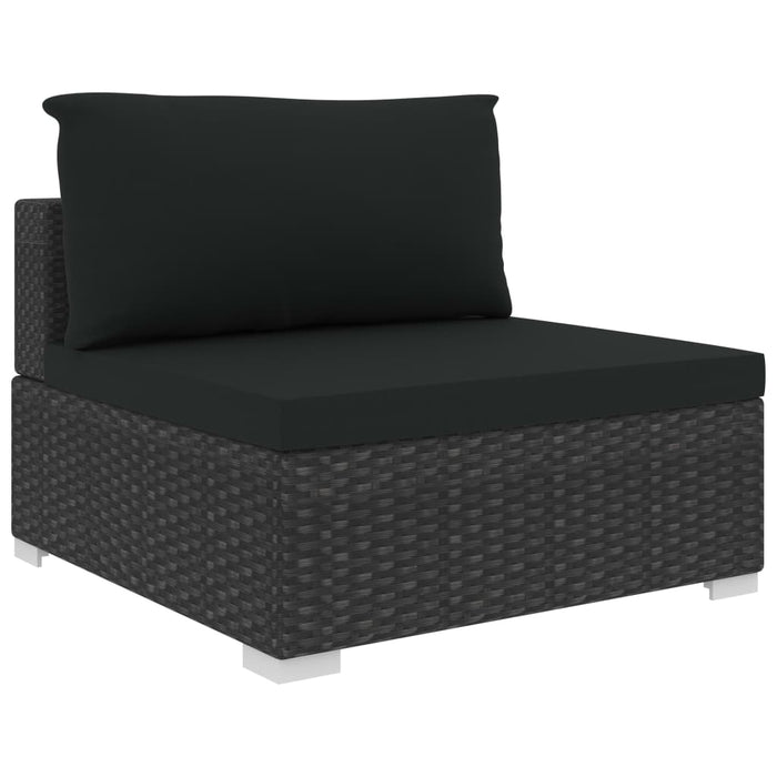 12-tlg. Garten-Lounge-Set mit Auflagen Poly Rattan Schwarz
