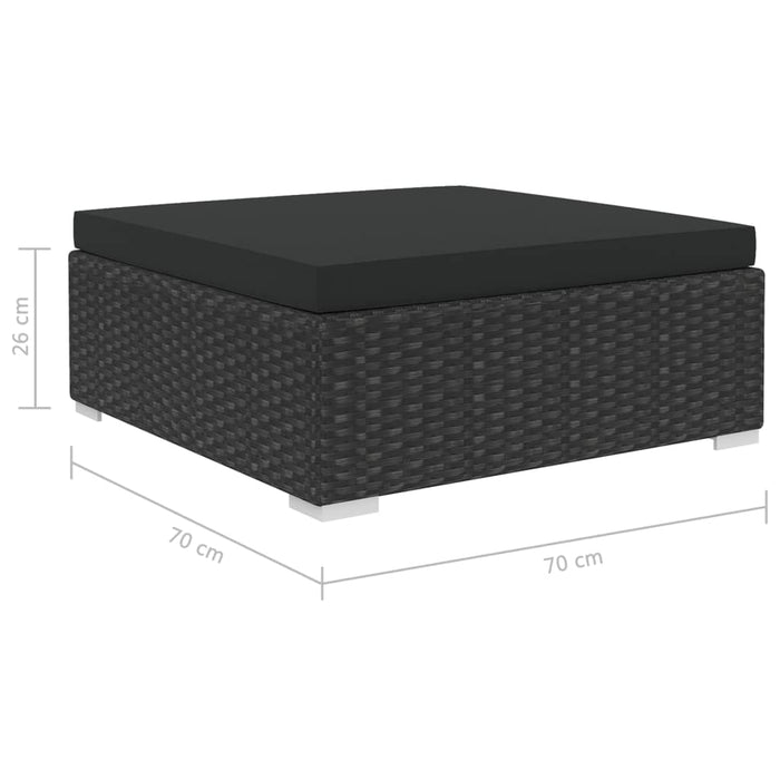 12-tlg. Garten-Lounge-Set mit Auflagen Poly Rattan Schwarz