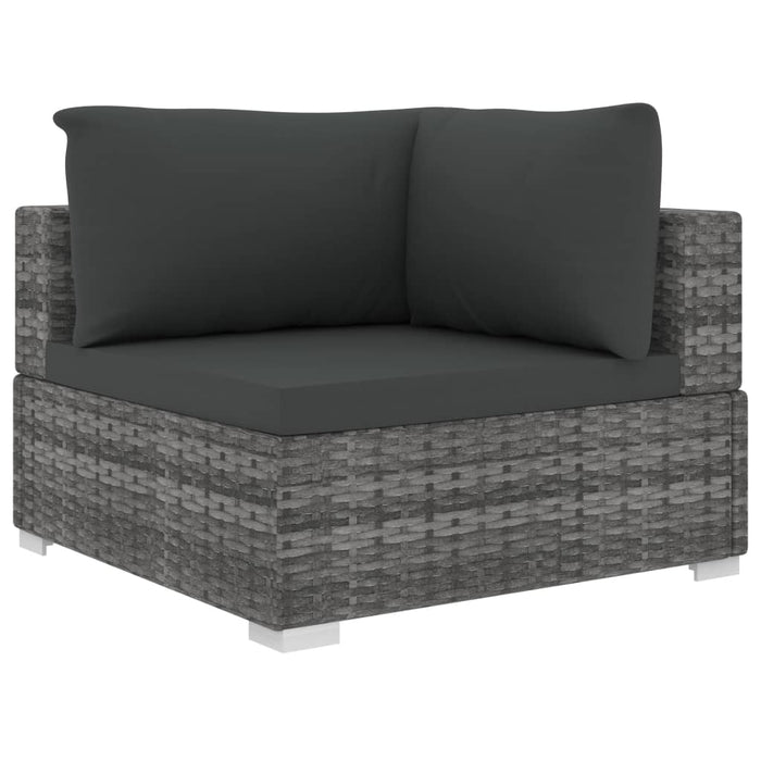 8-tlg. Garten-Lounge-Set mit Auflagen Poly Rattan Grau