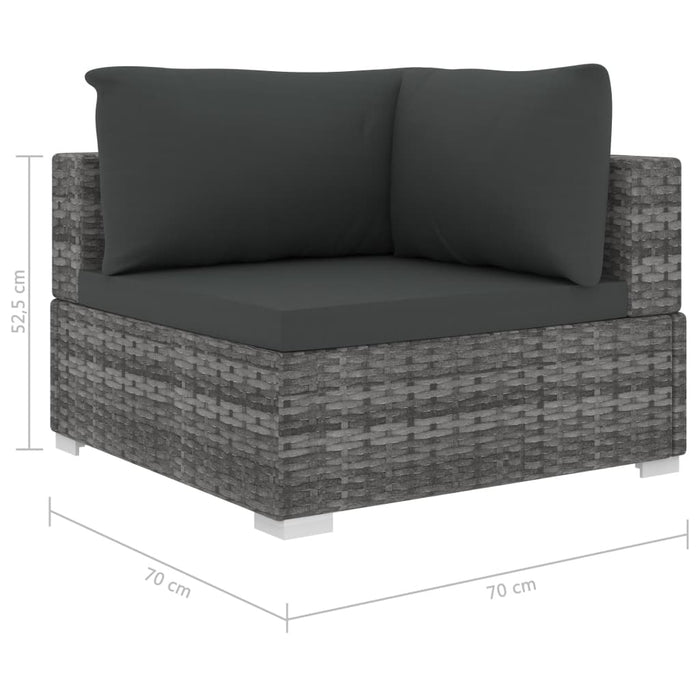 8-tlg. Garten-Lounge-Set mit Auflagen Poly Rattan Grau
