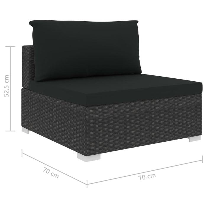 8-tlg. Garten-Lounge-Set mit Auflagen Poly Rattan Schwarz