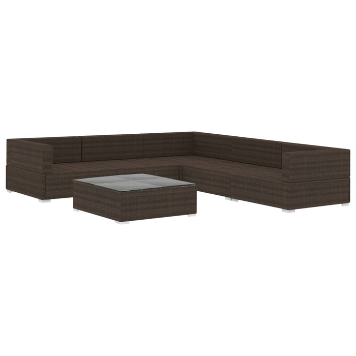 6-tlg. Garten-Lounge-Set mit Auflagen Poly Rattan Braun