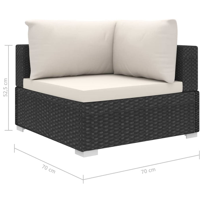 6-tlg. Garten-Lounge-Set mit Auflagen Poly Rattan Schwarz