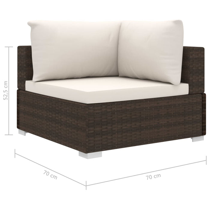 9-tlg. Garten-Lounge-Set mit Auflagen Poly Rattan Braun