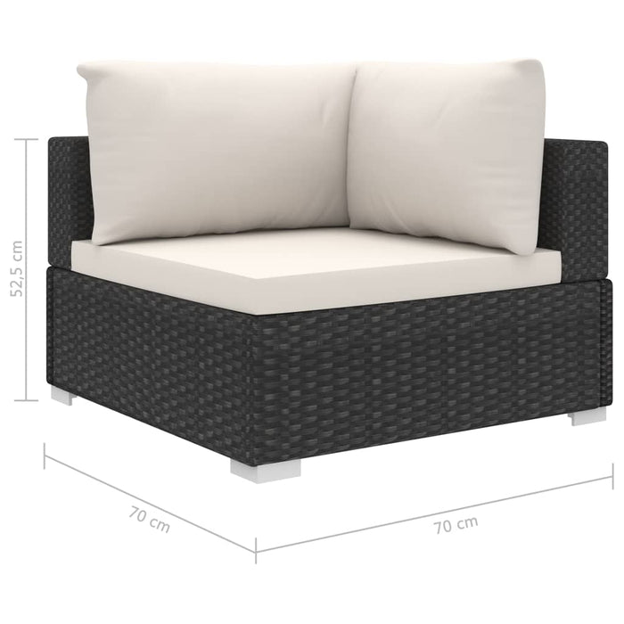 9-tlg. Garten-Lounge-Set mit Auflagen Poly Rattan Schwarz