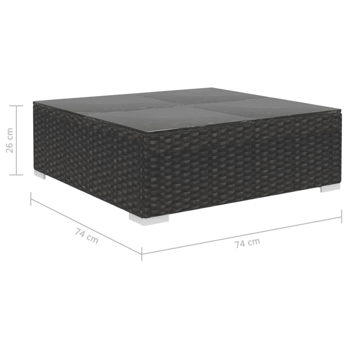 9-tlg. Garten-Lounge-Set mit Auflagen Poly Rattan Schwarz