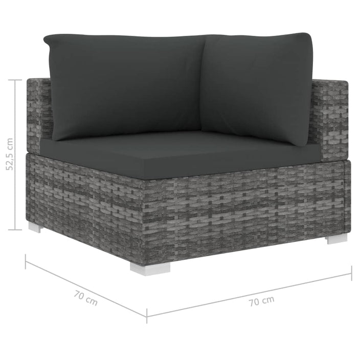 4-tlg. Garten-Lounge-Set mit Auflagen Poly Rattan Grau