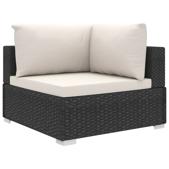 5-tlg. Garten-Lounge-Set mit Auflagen Poly Rattan Schwarz