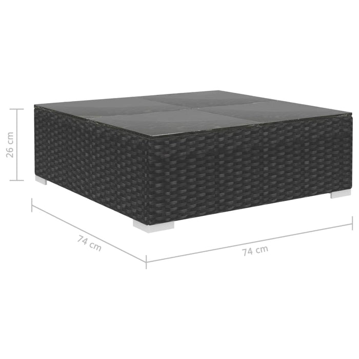 5-tlg. Garten-Lounge-Set mit Auflagen Poly Rattan Schwarz
