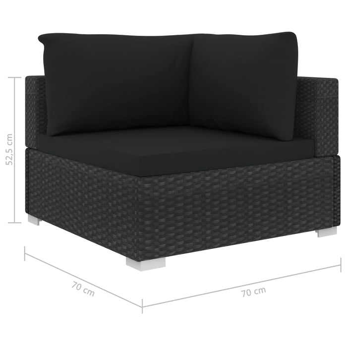 5-tlg. Garten-Lounge-Set mit Auflagen Poly Rattan Schwarz