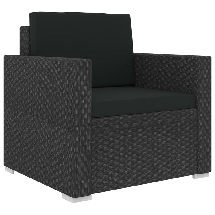 11-tlg. Garten-Lounge-Set mit Auflagen Poly Rattan Schwarz