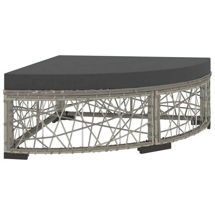 6-tlg. Garten-Lounge-Set mit Kissen Poly Rattan Grau