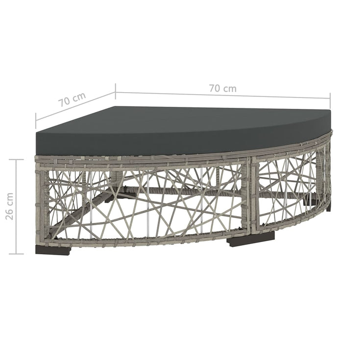 6-tlg. Garten-Lounge-Set mit Kissen Poly Rattan Grau