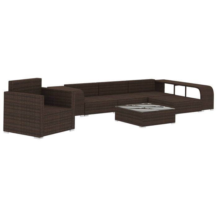 8-tlg. Garten-Lounge-Set mit Auflagen Poly Rattan Braun