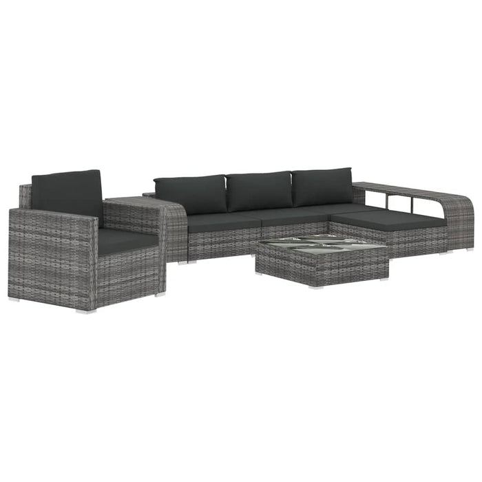 8 pcs. Garden lounge set with cushions poly rattan gray