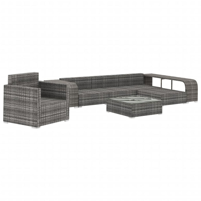 8 pcs. Garden lounge set with cushions poly rattan gray