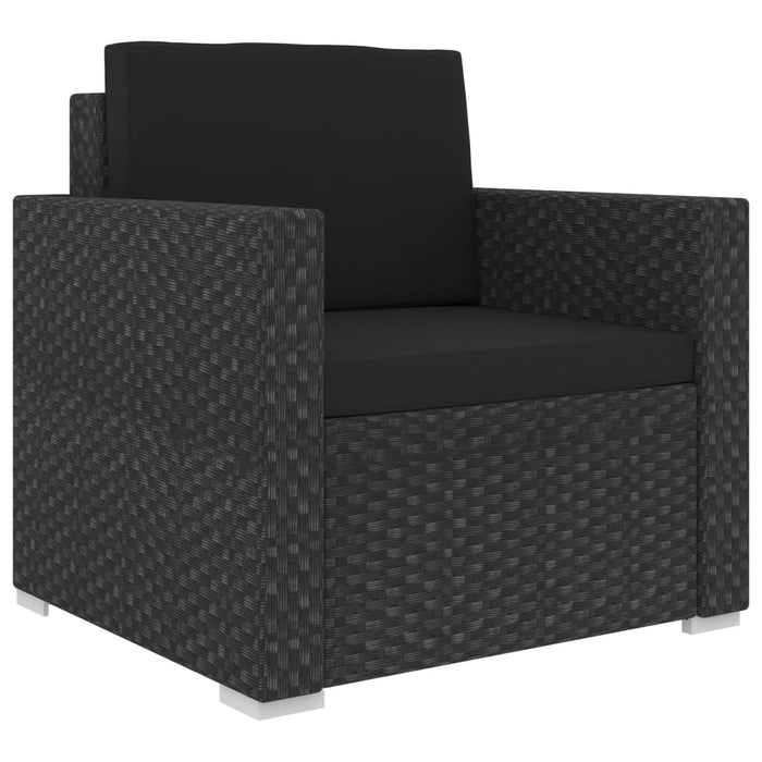 8-tlg. Garten-Lounge-Set mit Auflagen Poly Rattan Schwarz