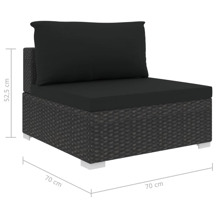 8-tlg. Garten-Lounge-Set mit Auflagen Poly Rattan Schwarz