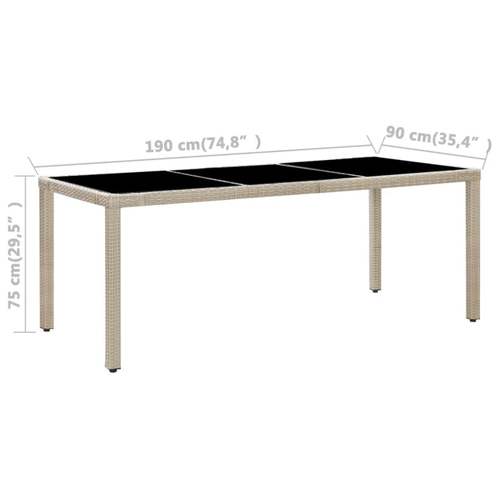 9-tlg. Garten-Essgruppe mit Auflagen Poly Rattan Beige